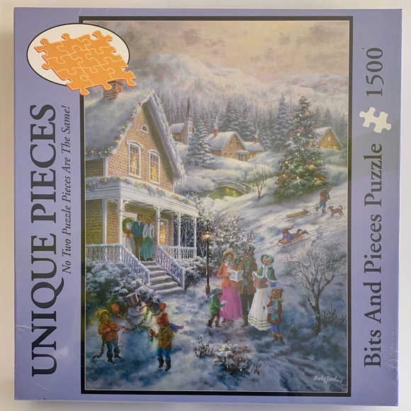 NIB Sealed 1500 Piece Puzzle Winter Scene ☕️💜 - Picture 1 of 3